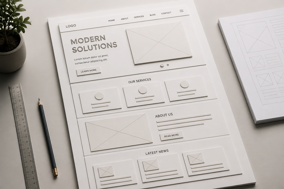 Visualización de un diseño web personalizado en construcción